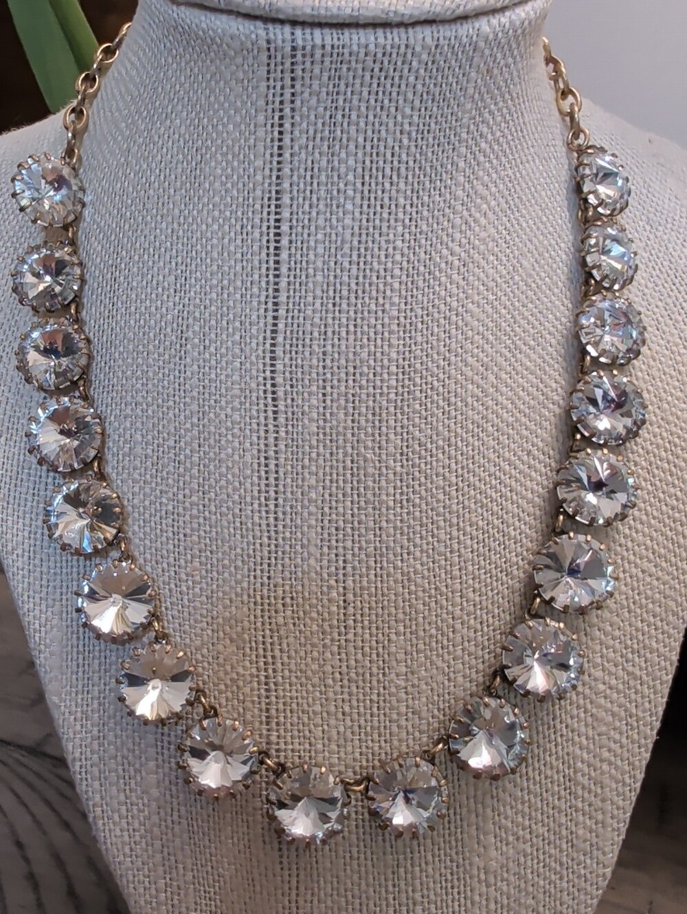 J Crew Brulee Clear White Crystal Rhinestone Statement Necklace